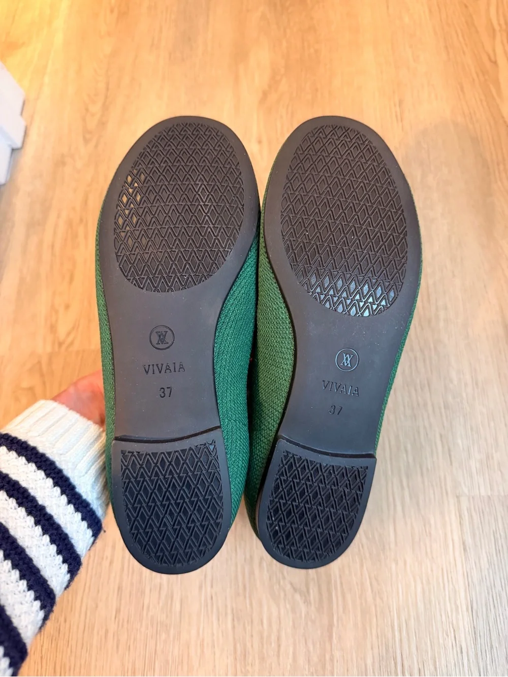 VIVALA Forest Green Knit Ballet Flats